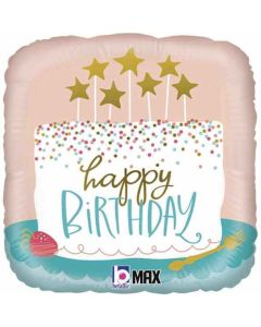 18"" Birthday Confetti Cake Foil Balloon Packaged