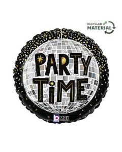 18" Party Time Disco Foil Balloon Packaged