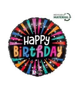 18" Colorful Birthday Sparkle Foil Balloon Packaged