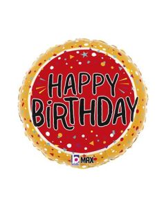 18" Birthday Fun Confetti Foil Balloon Packaged