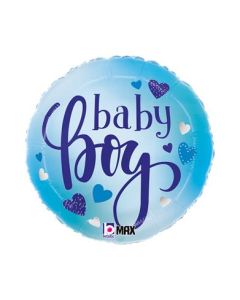 18" Baby Boy Blue Hearts Foil Balloon Packaged
