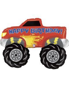 Monster Truck Birthday Foil Balloon Packaged