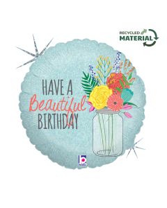 18" Beautiful Birthday Foil Balloon Packaged