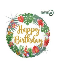18" Tropical Birthday Foil Balloon Packaged