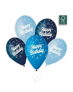 13" (25ct) Happy Birthday blues #010, #102, #072 white ink - 948578