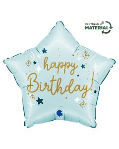 18" Blue Birthday Foil Balloon Packaged