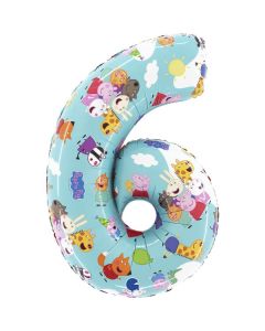 Peppa Pig - Number Six 26"  Foil Balloon Packaged