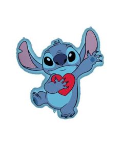 1 Foil Balloon 74X78 Cm Stitch With Heart Character Shape Disney
