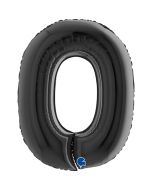 Number 0 Black 40" Foil Balloon Packaged