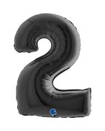 Number 2 Black 40" Foil Balloon Packaged