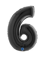 Number 6 Black 40" Foil Balloon Packaged
