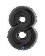 Number 8 Black 40" Foil Balloon Packaged