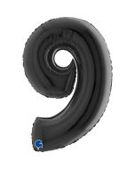 Number 9 Black 40" Foil Balloon Packaged