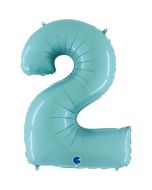 Number 2 Pastel Blue 40"  Foil Balloon Packaged