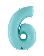 Number 6 Pastel Blue 40"  Foil Balloon Packaged