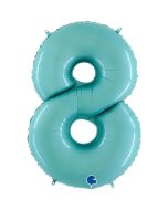 Number 8 Pastel Blue 40"  Foil Balloon Packaged
