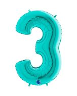 Number 3 Tiffany 40"  Foil Balloon Packaged