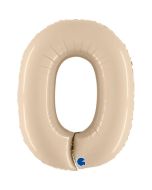 Number 0 Satin Cream 40"  Foil Balloon Packaged