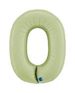 Number 0 Satin Olive Green 40"  Foil Balloon Packaged