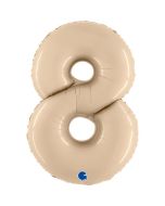 Number 8 Satin Cream 40"  Foil Balloon Packaged