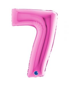 Number 7 Fuxia 40"  Foil Balloon Packaged