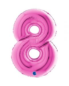 Number 8 Fuxia 40"  Foil Balloon Packaged