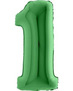 Number 1 Green 40"  Foil Balloon Packaged