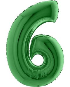 Number 6 Green 40"  Foil Balloon Packaged