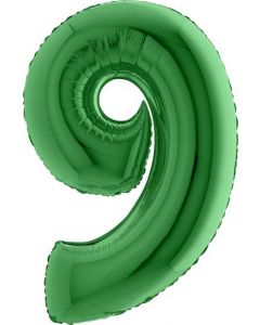 Number 9 Green 40"  Foil Balloon Packaged