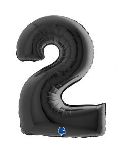 Number 2 Black 40"  Foil Balloon Packaged