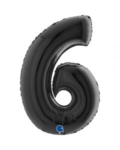 Number 6 Black 40"  Foil Balloon Packaged