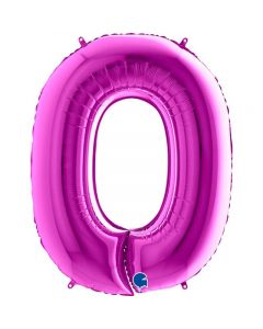 Number 0 Purple 40"  Foil Balloon Packaged