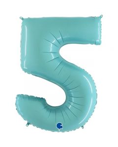 Number 5 Pastel Blue 40"  Foil Balloon Packaged