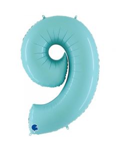 Number 9 Pastel Blue 40"  Foil Balloon Packaged