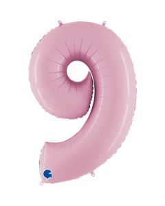 Number 9 Pastel Pink 40"  Foil Balloon Packaged