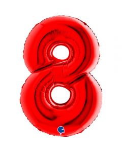 Number 8 Red 40"  Foil Balloon Packaged