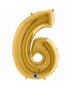 Number 6 Gold 5 40"  Foil Balloon Packaged