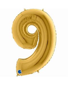 Number 9 Gold 5 40"  Foil Balloon Packaged