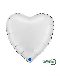 Heart 18"Satin White Foil Balloon Packaged