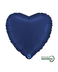 Heart 18"Satin Blue Navy Foil Balloon Packaged