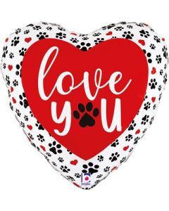 9" Love You Paw Prints Pk10