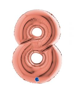 Number 8 Rose Gold 40"  Foil Balloon Packaged