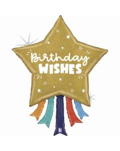 Birthday Wishes Star Foil Balloon Packaged