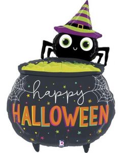 Halloween Spider Cauldron Foil Balloon Packaged