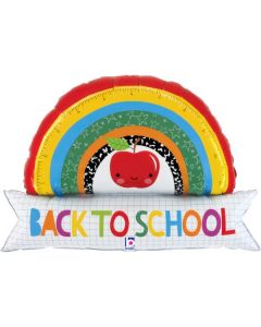 Back To School Rainbow Banner Foil Balloon Packaged