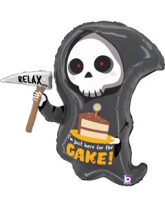 Grim Reaper Birthday Cake Foil Balloon Packaged