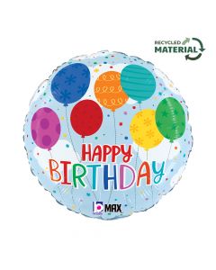 Round 18" Birthday Colorful Balloon  Packaged - 26197P-P