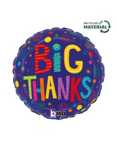 18" Big Thanks Blue Foil Balloon Packaged