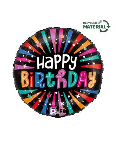 Round 18" Colorful Birthday Sparkle Packaged - 26363P-P