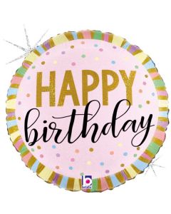 Round 18" Pastel Birthday Stripes Packaged - 26367GH-P